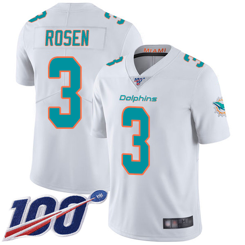 Nike Miami Dolphins #3 Josh Rosen White Men Stitched NFL 100th Season Vapor Limited Jersey